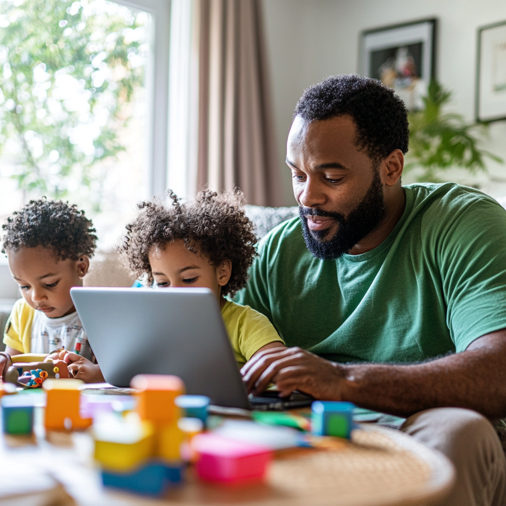 Photo showing a parent completing a nursery funding form